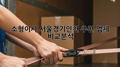 소형이사, 서울/경기/인천 추천 업체 비교분석!